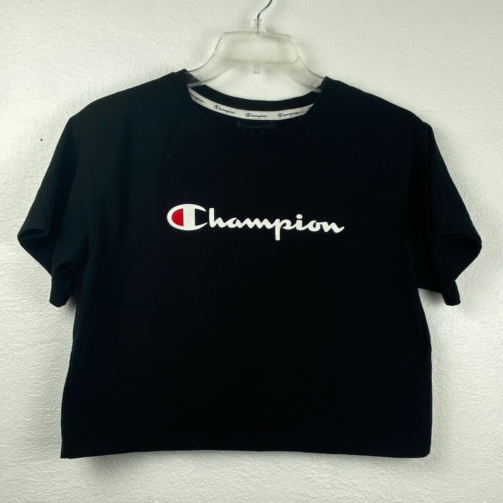 Champion Womens Crop T Shirt Black Short Sleeve Size Medium Authentic Athletic